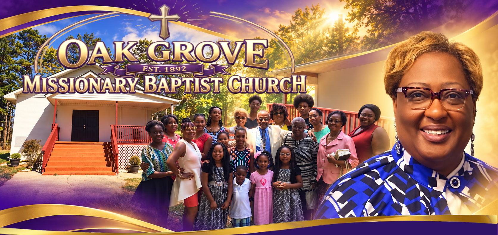 Oak Grove Missionary Baptist Church, church members and pastor; Where Hearts are Being Touched and Families are Being Restored